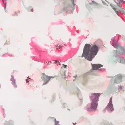 Rasch Textil Gardinenstoff Baumwolle Malve Aquarell-Blumen halbtransparent weiß pink 280cm