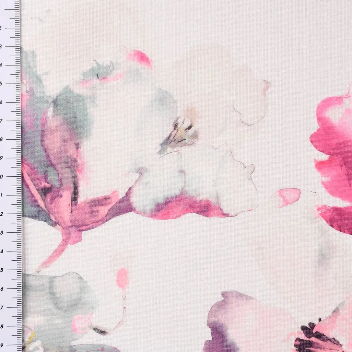 Rasch Textil Gardinenstoff Baumwolle Malve Aquarell-Blumen halbtransparent weiß pink 280cm