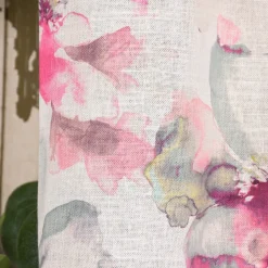 Rasch Textil Gardinenstoff Baumwolle Malve Aquarell-Blumen halbtransparent weiß pink 280cm