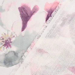 Rasch Textil Gardinenstoff Baumwolle Malve Aquarell-Blumen halbtransparent weiß pink 280cm