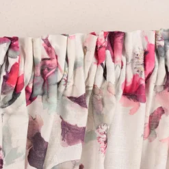 Rasch Textil Gardinenstoff Baumwolle Malve Aquarell-Blumen halbtransparent weiß pink 280cm