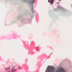 Rasch Textil Gardinenstoff Baumwolle Malve Aquarell-Blumen halbtransparent weiß pink 280cm