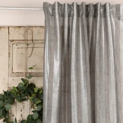 Rasch Textil Gardinenstoff Stores Shine Längsstreifen Leinenstruktur grau silber 300cm