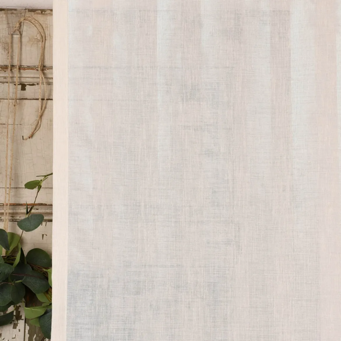 Rasch Textil Gardinenstoff Stores Shine Längsstreifen Leinenstruktur creme 300cm