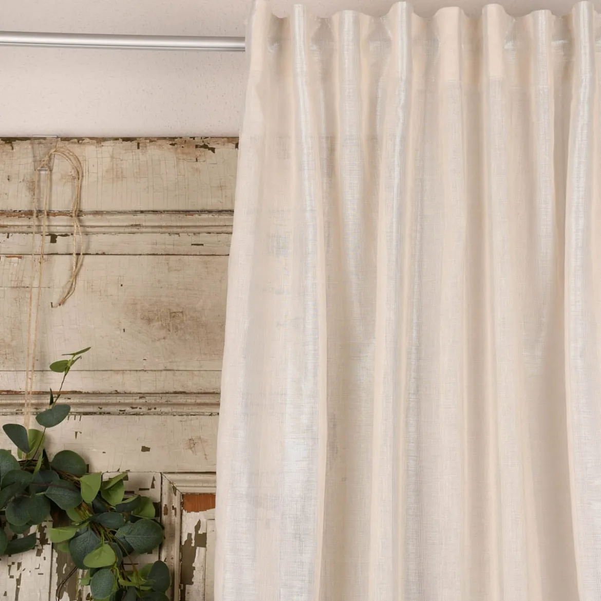 Rasch Textil Gardinenstoff Stores Shine Längsstreifen Leinenstruktur creme 300cm