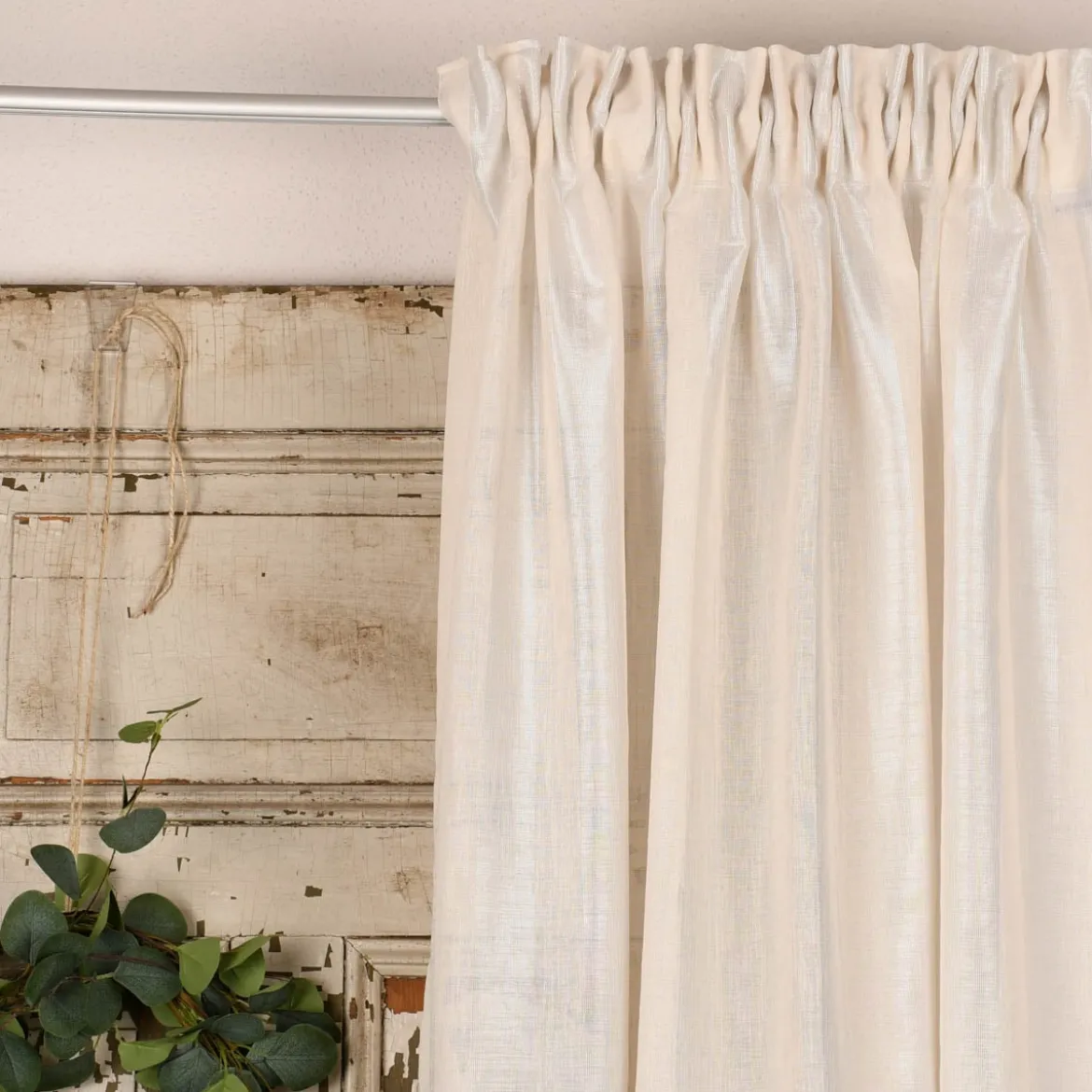 Rasch Textil Gardinenstoff Stores Shine Längsstreifen Leinenstruktur creme 300cm