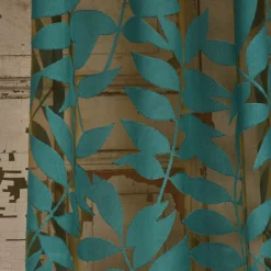 Rasch Textil Gardinenstoff Stores Ausbrenner Sri Lanka Blätter petrol bronze 300cm
