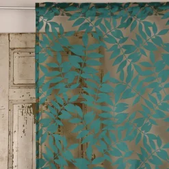 Rasch Textil Gardinenstoff Stores Ausbrenner Sri Lanka Blätter petrol bronze 300cm