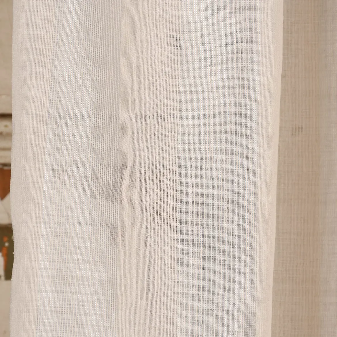 Rasch Textil Gardinenstoff Stores Shine Längsstreifen Leinenstruktur linen natur 300cm