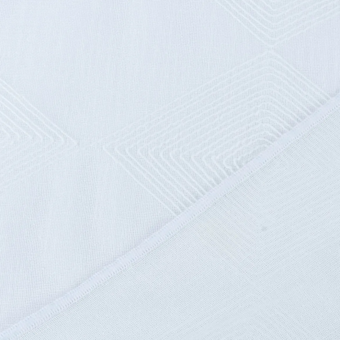 Rasch Textil Gardinenstoff Stickerei Leinenoptik Karma Rauten weiß 300cm