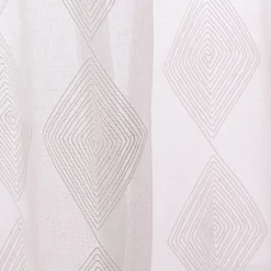 Rasch Textil Gardinenstoff Stickerei Leinenoptik Karma Rauten weiß 300cm