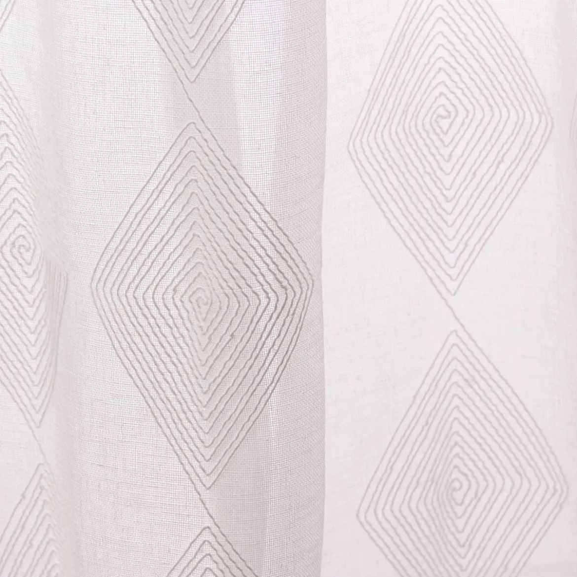 Rasch Textil Gardinenstoff Stickerei Leinenoptik Karma Rauten weiß 300cm