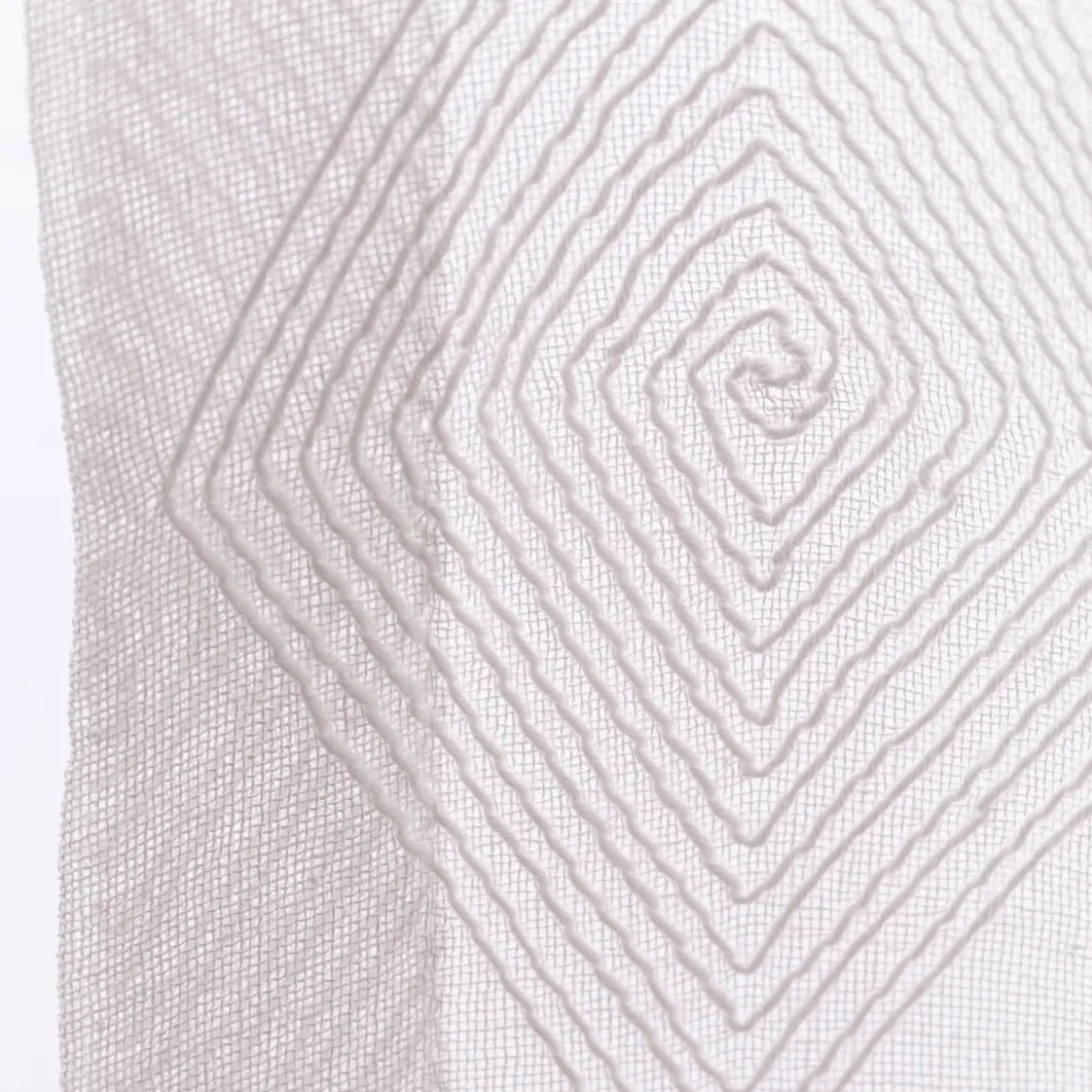 Rasch Textil Gardinenstoff Stickerei Leinenoptik Karma Rauten weiß 300cm