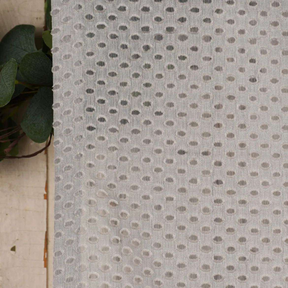 Rasch Textil Gardinenstoff Stores Punti Scherli Punkte halbtransparent hellgrau 300cm