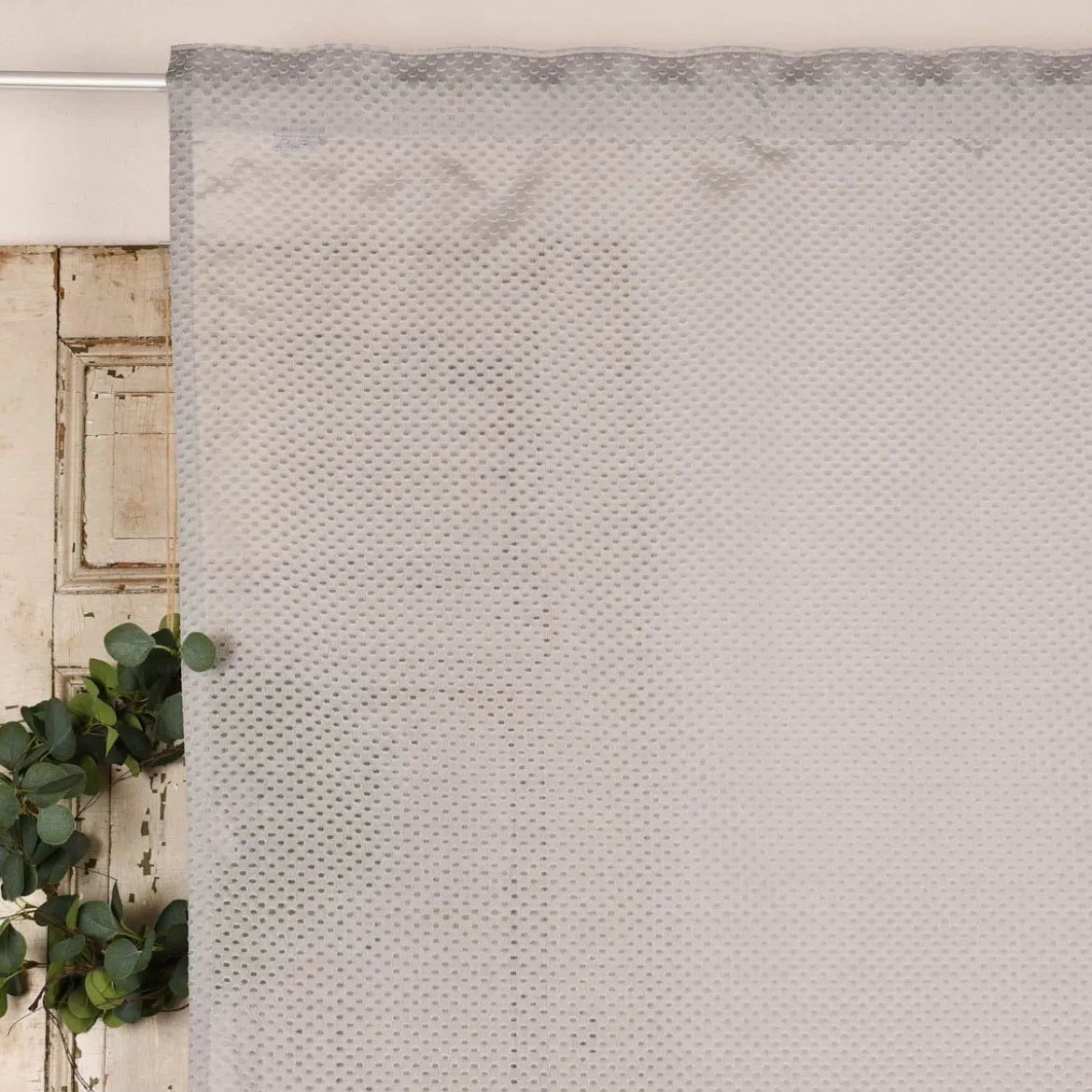 Rasch Textil Gardinenstoff Stores Punti Scherli Punkte halbtransparent hellgrau 300cm