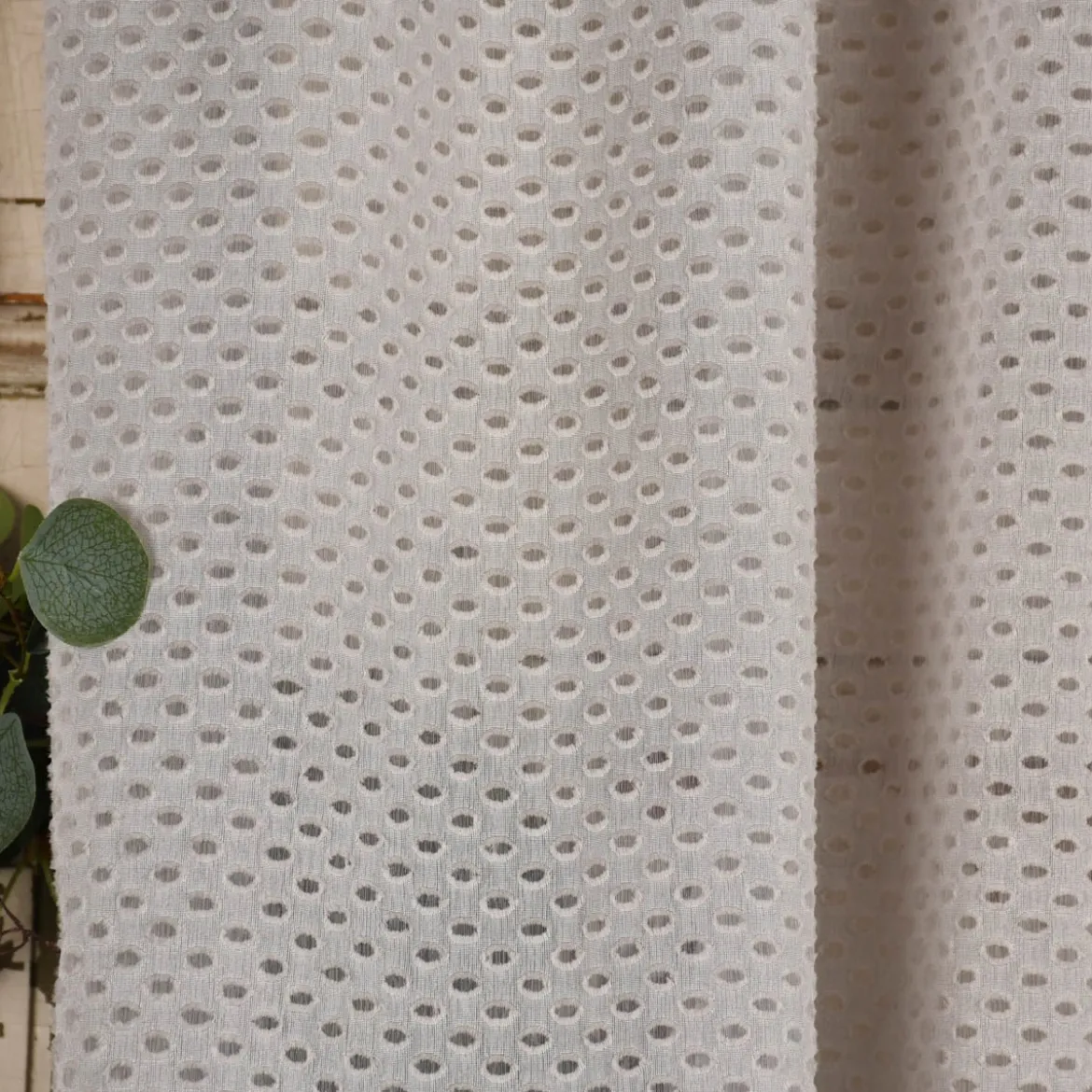 Rasch Textil Gardinenstoff Stores Punti Scherli Punkte halbtransparent hellgrau 300cm