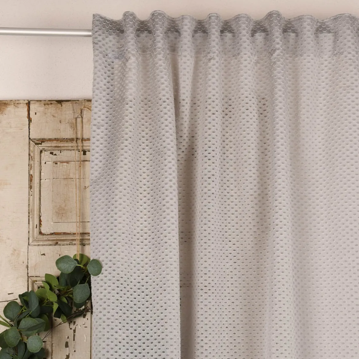 Rasch Textil Gardinenstoff Stores Punti Scherli Punkte halbtransparent hellgrau 300cm