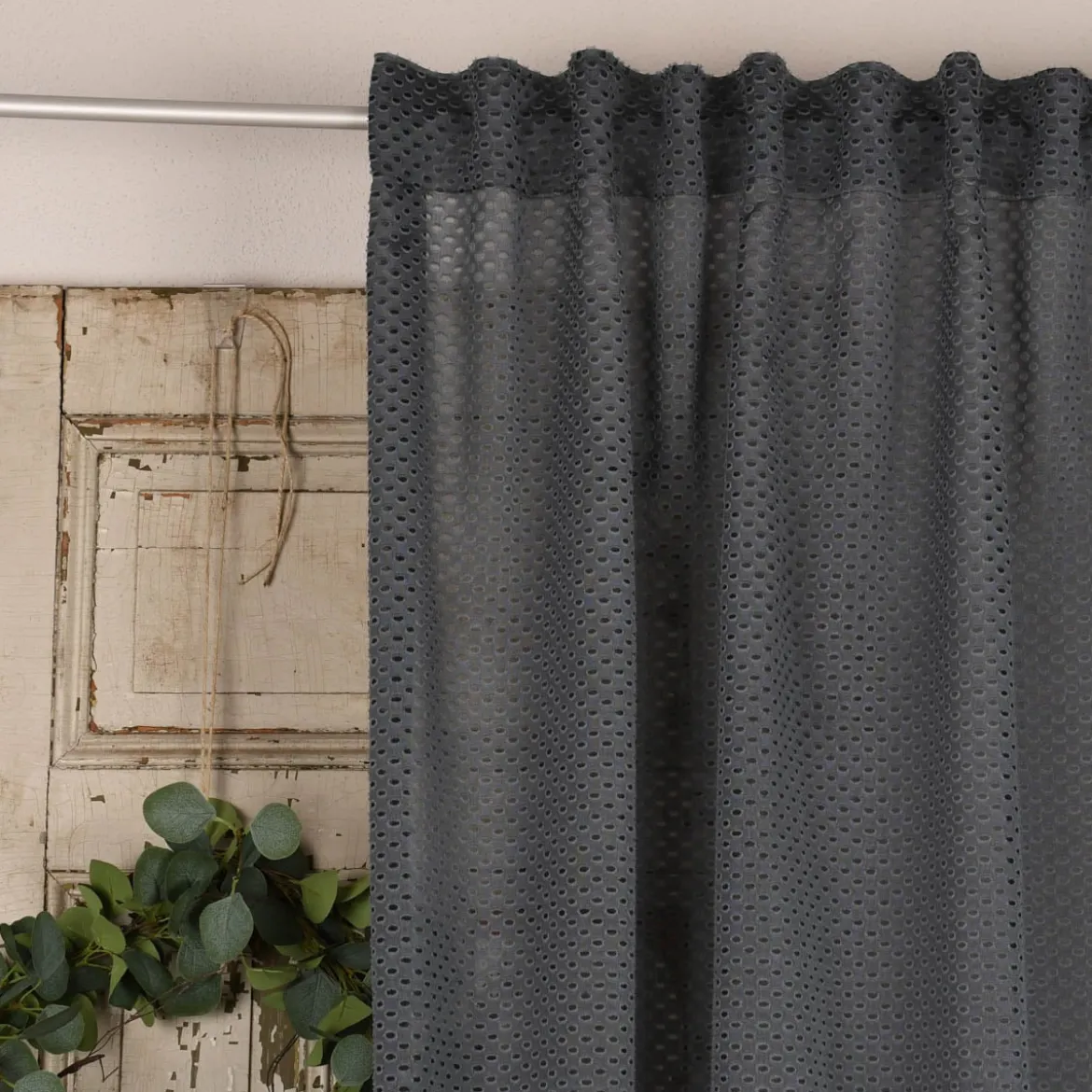 Rasch Textil Gardinenstoff Stores Punti Scherli Punkte halbtransparent anthrazit 300cm