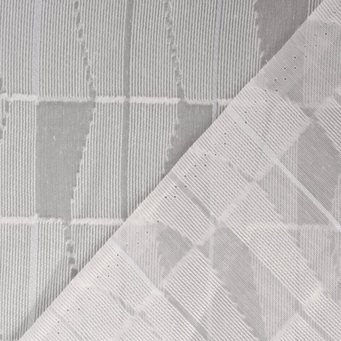 Rasch Textil Gardinenstoff Stores Scherli Rechtecke abstrakt weiß 300cm