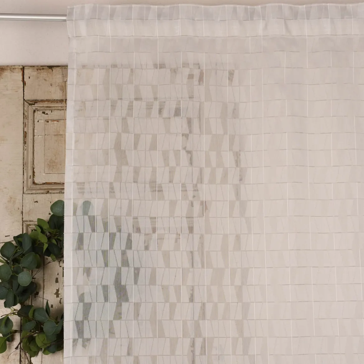 Rasch Textil Gardinenstoff Stores Scherli Rechtecke abstrakt stein 300cm