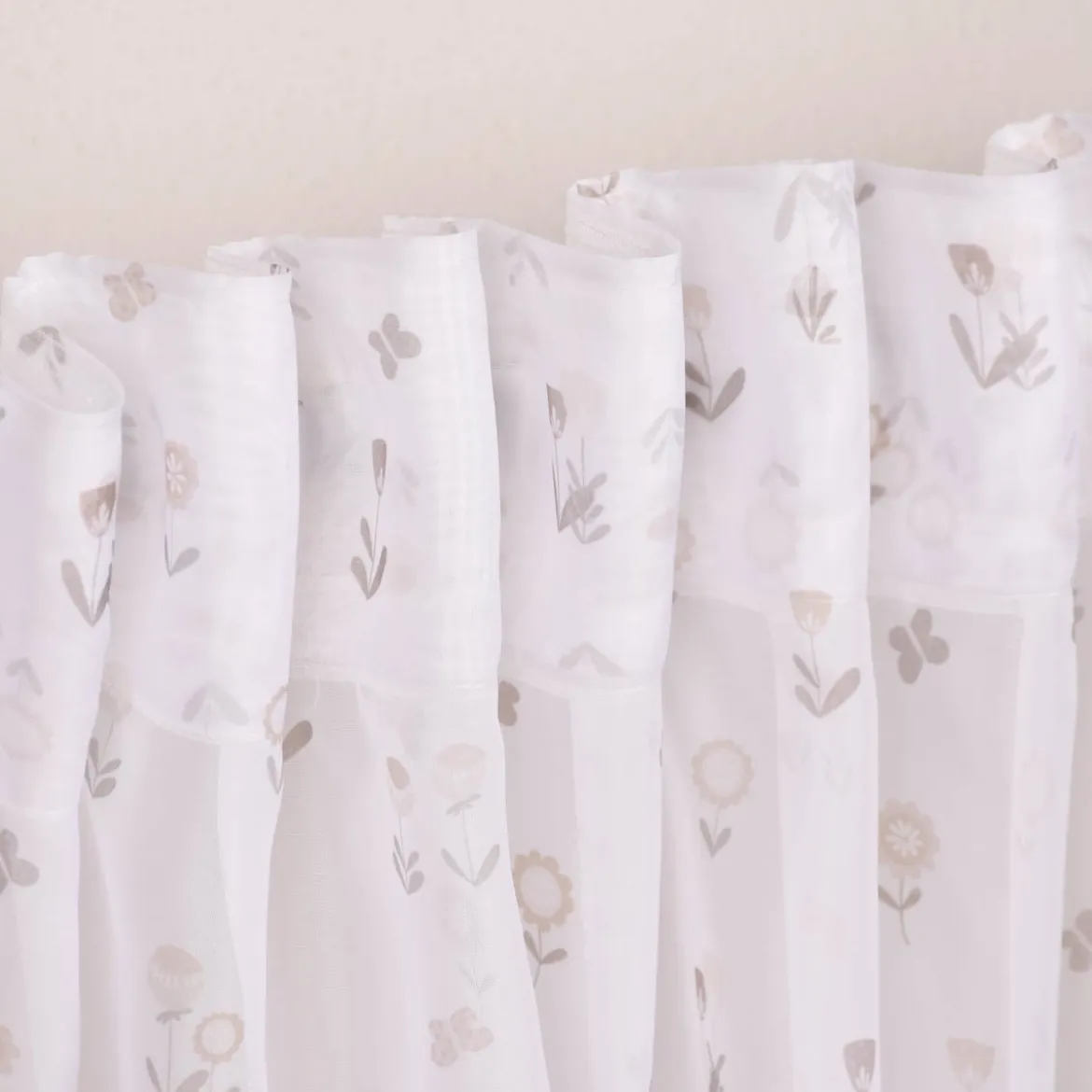 Rasch Textil Gardinenstoff Voile transparent Forest Flower Blumen weiß beige 1,40m Breite