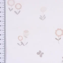 Rasch Textil Gardinenstoff Voile transparent Forest Flower Blumen weiß beige 1,40m Breite