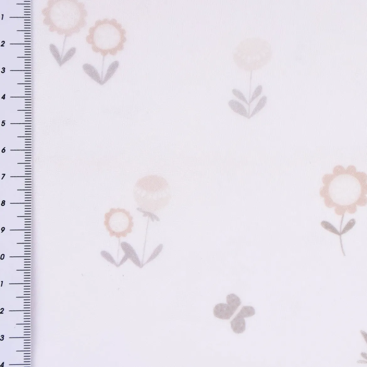 Rasch Textil Gardinenstoff Voile transparent Forest Flower Blumen weiß beige 1,40m Breite