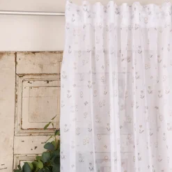 Rasch Textil Gardinenstoff Voile transparent Forest Flower Blumen weiß beige 1,40m Breite