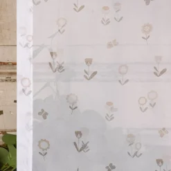 Rasch Textil Gardinenstoff Voile transparent Forest Flower Blumen weiß beige 1,40m Breite