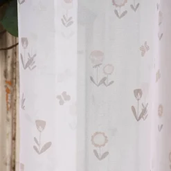 Rasch Textil Gardinenstoff Voile transparent Forest Flower Blumen weiß beige 1,40m Breite