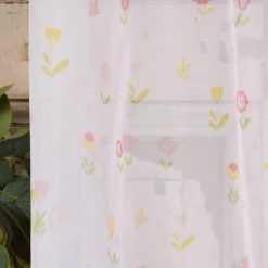 Rasch Textil Gardinenstoff Voile transparent Forest Flower Blumen weiß bunt 1,40m Breite