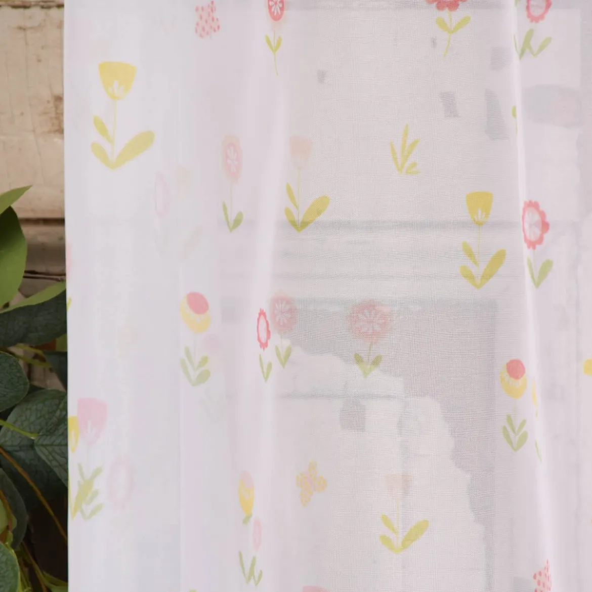 Rasch Textil Gardinenstoff Voile transparent Forest Flower Blumen weiß bunt 1,40m Breite