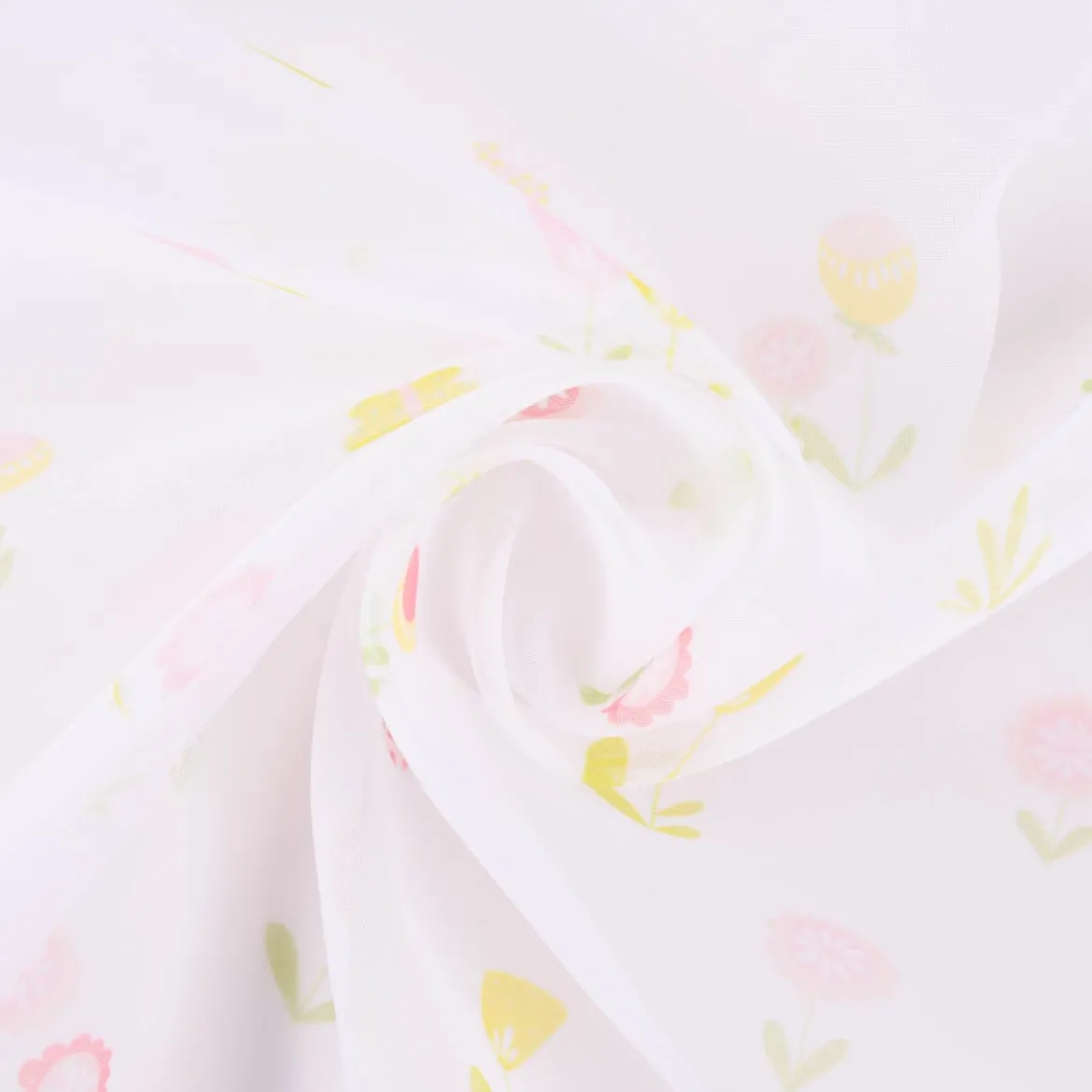 Rasch Textil Gardinenstoff Voile transparent Forest Flower Blumen weiß bunt 1,40m Breite
