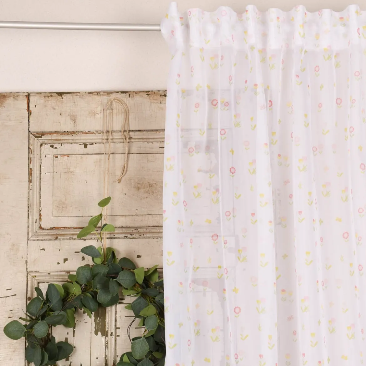 Rasch Textil Gardinenstoff Voile transparent Forest Flower Blumen weiß bunt 1,40m Breite