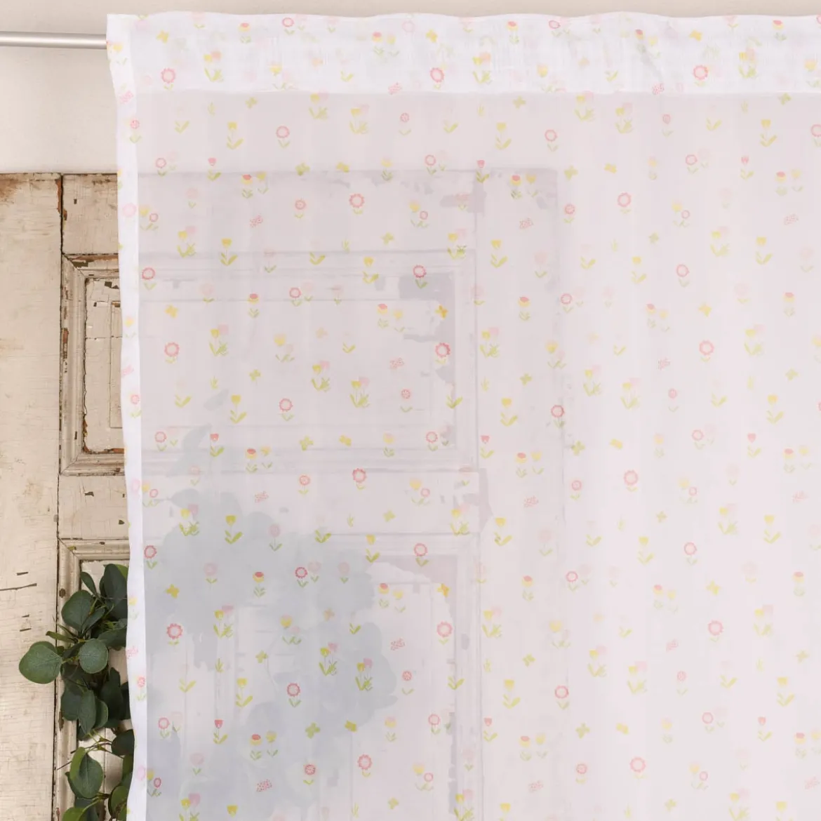 Rasch Textil Gardinenstoff Voile transparent Forest Flower Blumen weiß bunt 1,40m Breite