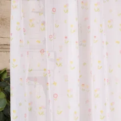Rasch Textil Gardinenstoff Voile transparent Forest Flower Blumen weiß bunt 1,40m Breite