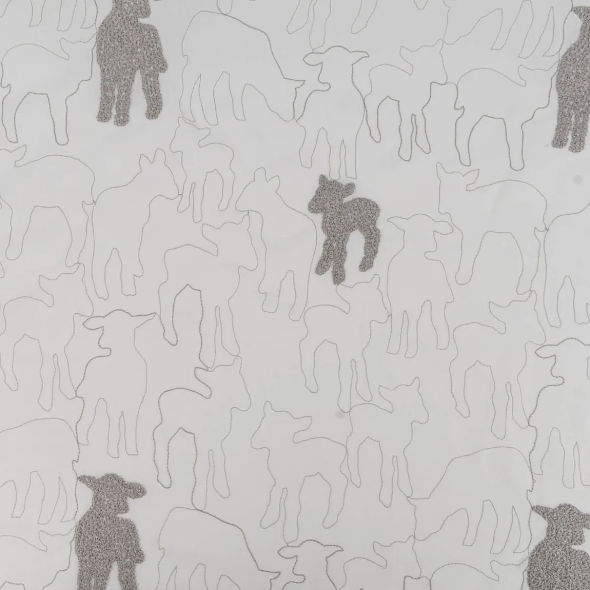 Rasch Textil Kinder Vorhangstoff Bambino Black Sheep Schäfchen weiß grau 150cm