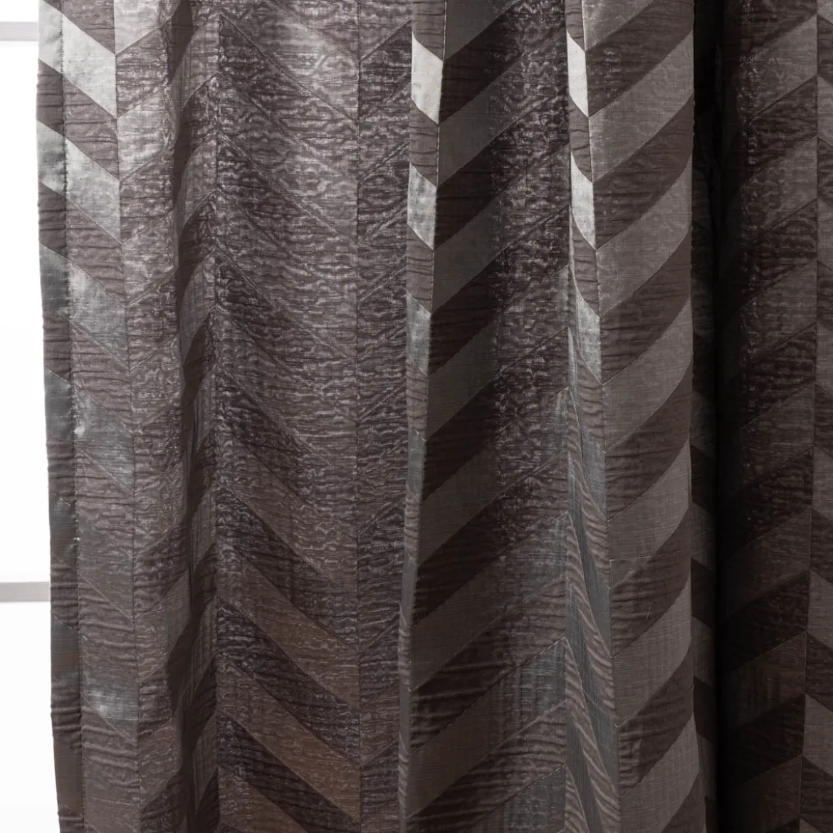 Rasch Textil Vorhangstoff Doubleface Doppelgewebe Willow Chevron Streifen anthrazit 295cm breit