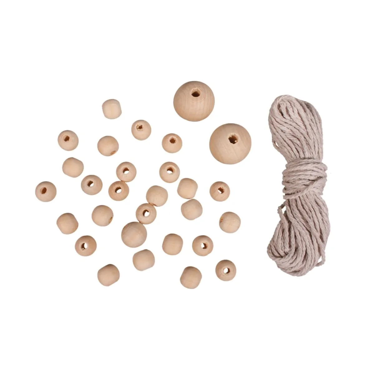 Rayher Dekohänger mit Quaste und Holzperlen DIY-Set natur weiß 30cm