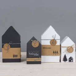 Rayher Geschenkboxen Faltschachteln Haus 3 Stück schwarz 10x7,5x20cm
