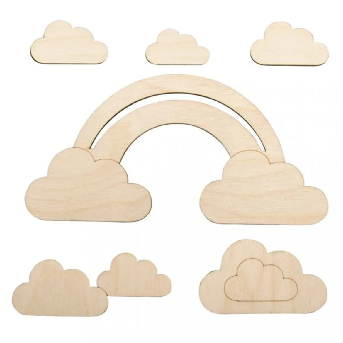 Rayher Holzmotiv kleine Wolke Set 6 tlg. 16,8x8,3cm