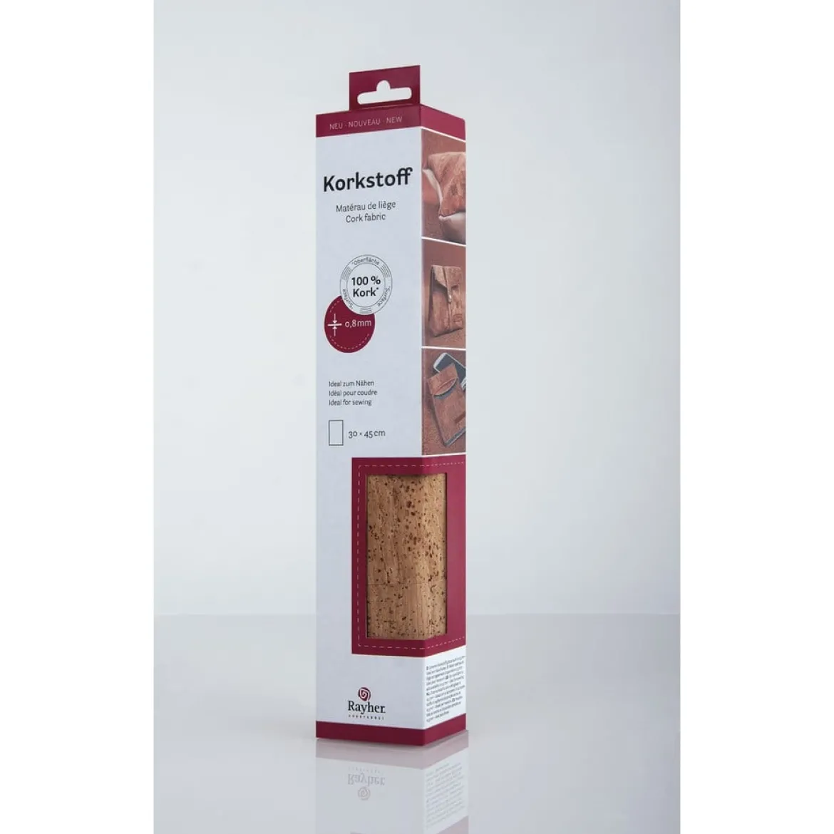 Rayher Korkstoff Natur braun 0,8mm 45x30cm gerollt