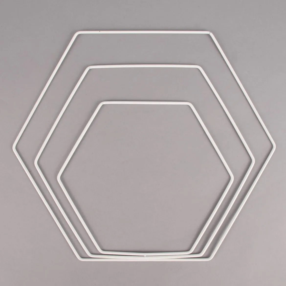 Rayher Metallringe Hexagon weiß verschiedene Größen 3er Set