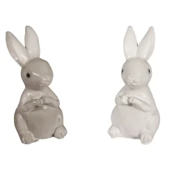 Rayher Mini Dekofigur Hasen mit Klebepunkt Polyresin cremeweise grau 4 Stück 4x2,5x2cm