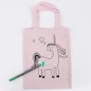 Rayher Stoff Tasche mit Einhorn Druck zum ausmalen rosa 20x25cm