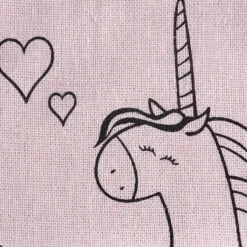 Rayher Stoff Tasche mit Einhorn Druck zum ausmalen rosa 20x25cm