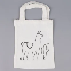 Rayher Stoff Tasche mit Lama Druck zum ausmalen natur 20x25cm