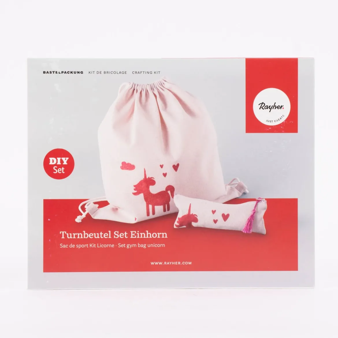 Rayher Turnbeutel Federmäppchen Einhorn rosa DIY-Set