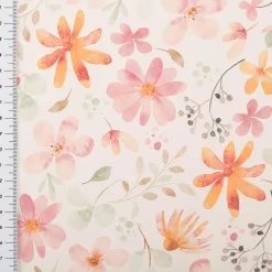 Regenjackenstoff wasserdicht soft Blumen ecru bunt 145cm Breite