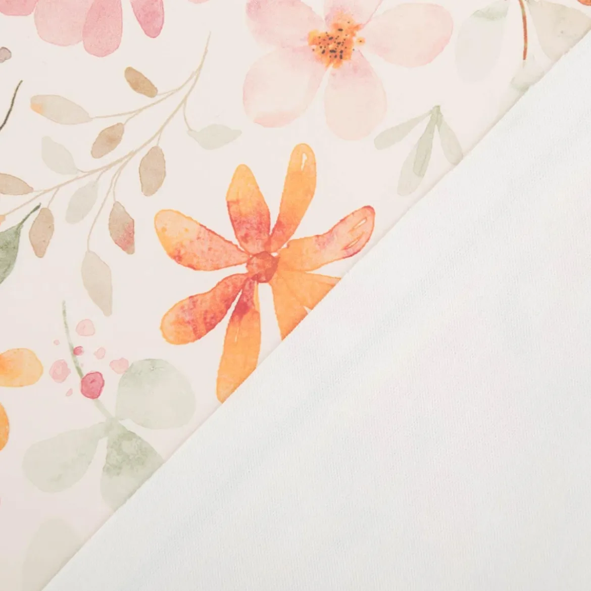 Regenjackenstoff wasserdicht soft Blumen ecru bunt 145cm Breite